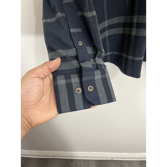 Mizzen Main Proctor Button Up Shirt Windowpane Work Business Office Dad Casual - Picture 4 of 14